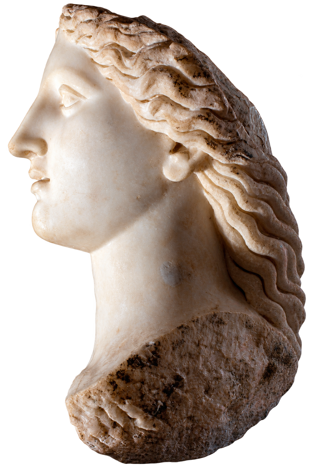 Cabeza de Juno de Banasa, mármol blanco de época romana, Museo de Historia y de las Civilizaciones de Rabat